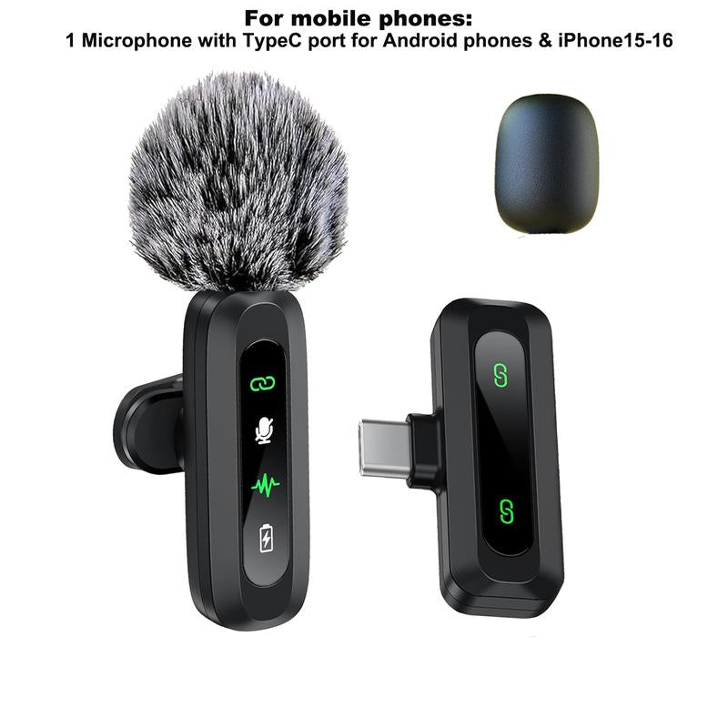 HITOZON Wireless Lavalier Microphone for iPhone & Android – Plug-and-Play Pro Mic for Clear Audio, Perfect for TikTok, YouTube, Interviews, and More!