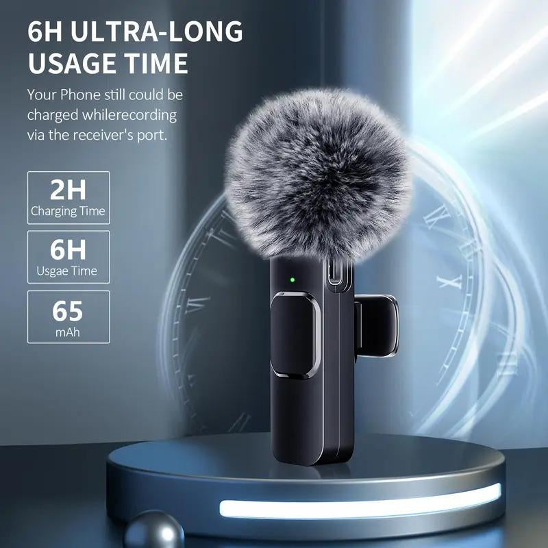 Wireless Lavalier Microphone Set for iPhone, Android, and iPad - Mini Clip-On Microphones with Superior Sound Quality for Recording, Live Streaming, and Vlogging