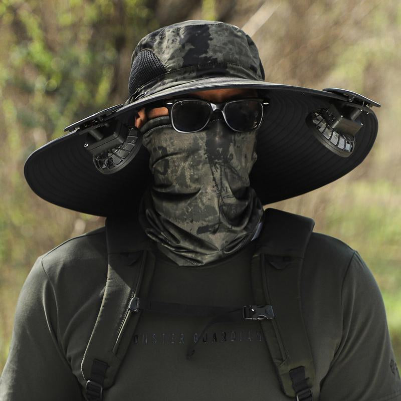 2025 New Solar Fan Outdoor Fishing Hat-Solar Sun Protection Sun Hat with Fan Solar Fan Hat Dual Power Supply Fan Outdoor Fan Solar Fan Hat with Adjustable Angle