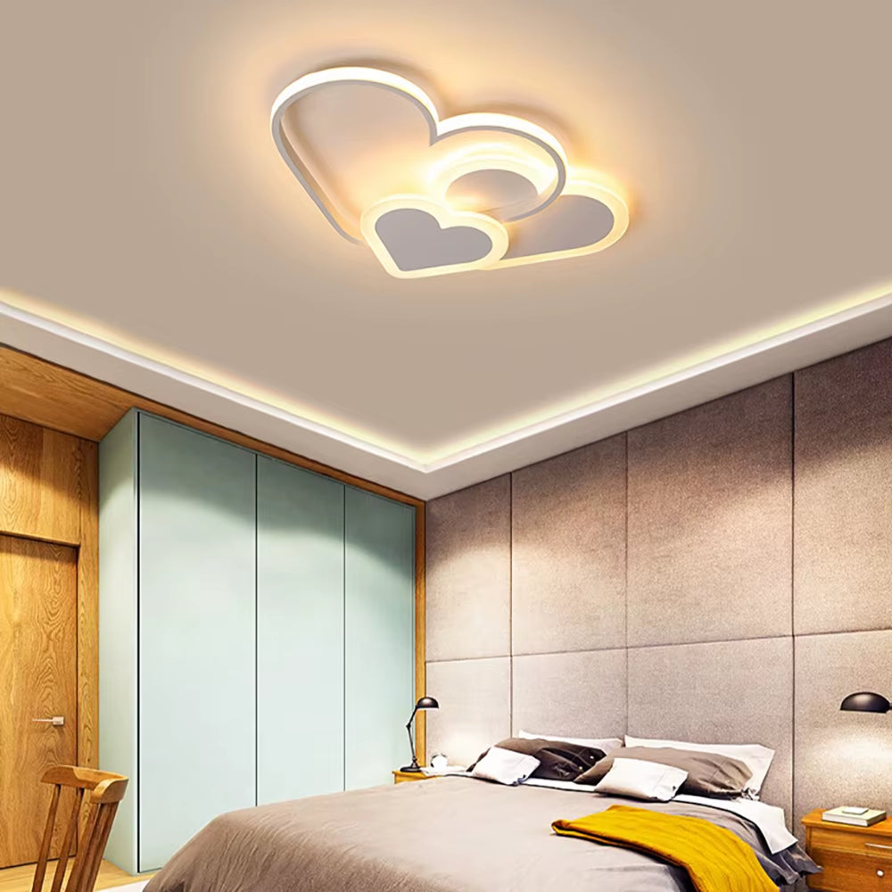 Modern Minimalist LED Ceiling Lighting Heart Shape Children'S Room Light Creative Nordic Style Home Decor Lamp White Pink