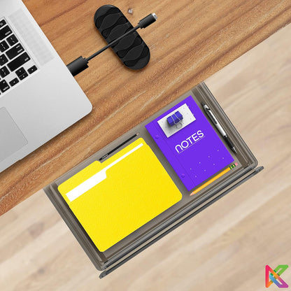 X-Large under Cabinet Drawers Slide Out W/ 2 Cable Clips - Screw on Drawer for Desk, Stick on under Desk Drawers under Shelf Drawer under Desk Storage Drawers Attachment under Table Drawer