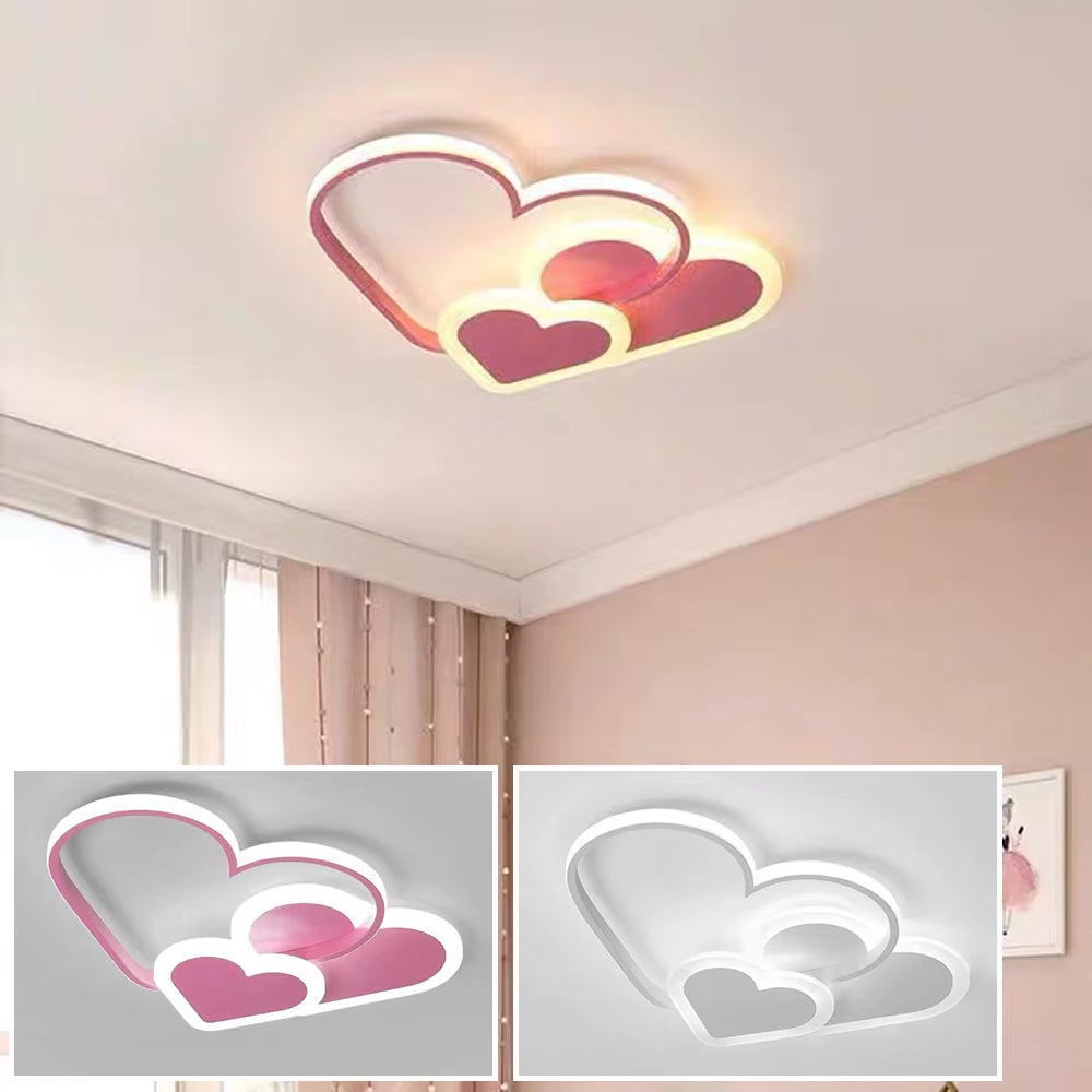 Modern Minimalist LED Ceiling Lighting Heart Shape Children'S Room Light Creative Nordic Style Home Decor Lamp White Pink