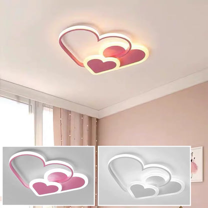 Modern Minimalist LED Ceiling Lighting Heart Shape Children'S Room Light Creative Nordic Style Home Decor Lamp White Pink