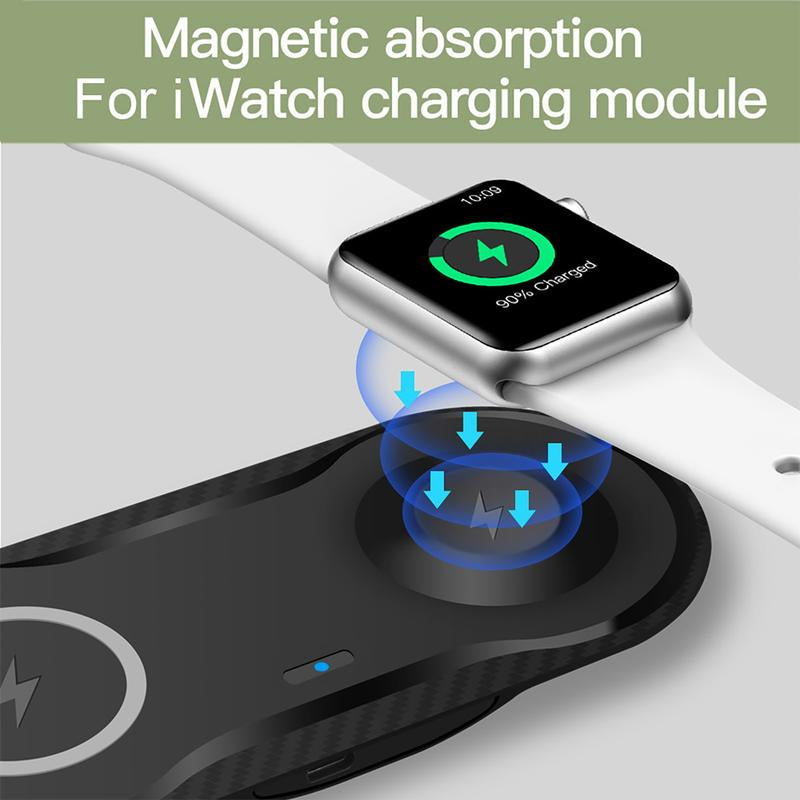 2 in 1 Wireless Charger Station for Iphone 16/15/14/13/12/11/X/XS/XR/8, Dual Fast Wireless Charging Pad Mat for Apple Watch & Airpods