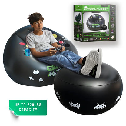 FRANFUSION Inflatable Gaming Chair for Kids & Teens with Cup Holders & Side Pocket up to 220Lbs Capacity Ideal for Gaming Room Decor Bean Bag Couch