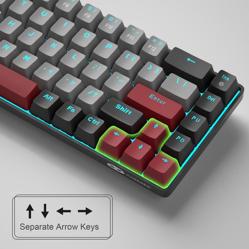 Magegee MK-BOX Portable 60% Mechanical Gaming Keyboard, Compact 68 Keys Mini Keyboard with LED Backlit, Wired Office Keyboard for Laptop PC, Gaming Accessories, Gaming Accessories, Men Gifts