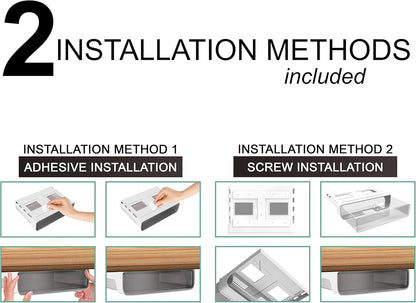 X-Large under Cabinet Drawers Slide Out W/ 2 Cable Clips - Screw on Drawer for Desk, Stick on under Desk Drawers under Shelf Drawer under Desk Storage Drawers Attachment under Table Drawer