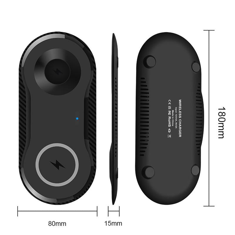 2 in 1 Wireless Charger Station for Iphone 16/15/14/13/12/11/X/XS/XR/8, Dual Fast Wireless Charging Pad Mat for Apple Watch & Airpods