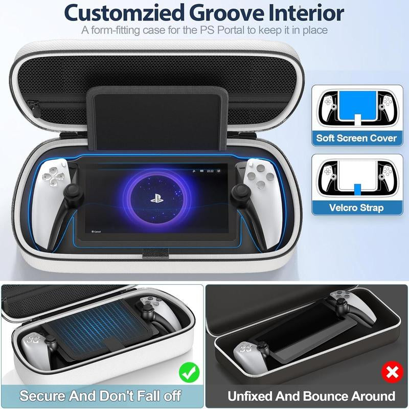 Carry Case Compatible with Playstation Portal Remote Player, Protective Case with Zip Pocket for PS Portal Accessories, Hard Travel Case Bag for PS Portal, Game Console Accessories