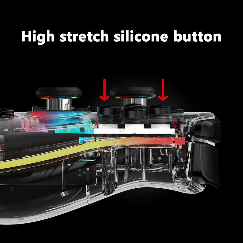 Linyuvo KS40 Joypad Transparent Wireless Six-Axis Joy Controller Gamepad Joy Wireless Gamepad Motion Control for Nintendo Switch Playstation Controller&Christmas Console Smartphone