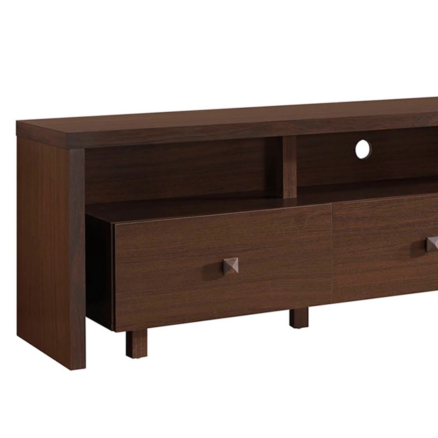 Elegant Modern TV Stand for Tvs up to 75" with Storage, Wood-Like Finish, Hickory Brown RTA-8895-HRY