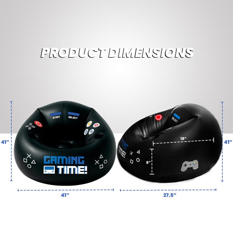 FRANFUSION Inflatable Gaming Chair for Kids & Teens with Cup Holders & Side Pocket up to 220Lbs Capacity Ideal for Gaming Room Decor Bean Bag Couch