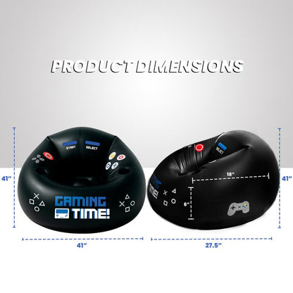 FRANFUSION Inflatable Gaming Chair for Kids & Teens with Cup Holders & Side Pocket up to 220Lbs Capacity Ideal for Gaming Room Decor Bean Bag Couch