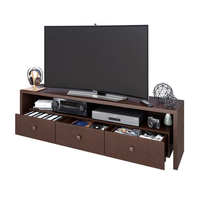 Elegant Modern TV Stand for Tvs up to 75" with Storage, Wood-Like Finish, Hickory Brown RTA-8895-HRY