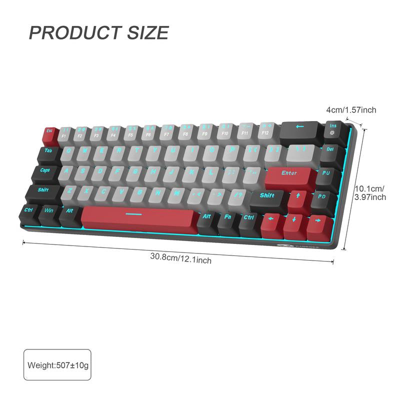 Magegee MK-BOX Portable 60% Mechanical Gaming Keyboard, Compact 68 Keys Mini Keyboard with LED Backlit, Wired Office Keyboard for Laptop PC, Gaming Accessories, Gaming Accessories, Men Gifts