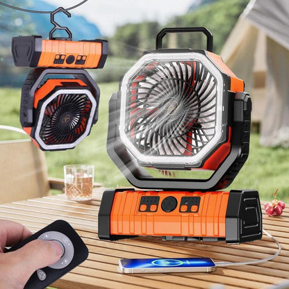 Camping Fan Rechargeable with LED Lantern Portable Fans, 20000Mah Battery Powered Travel Fan with 1-8 Hour Timing Function, 270° Head Rotation, 4 Speeds Settings for Tents, Office, Desk, Camping and Fishing