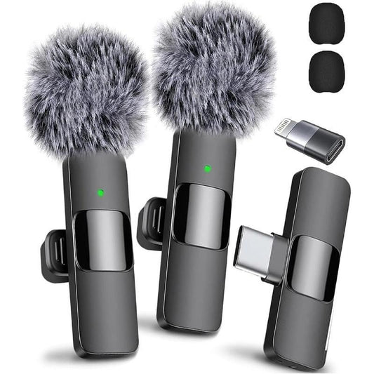 Wireless Lavalier Microphone Set for iPhone, Android, and iPad - Mini Clip-On Microphones with Superior Sound Quality for Recording, Live Streaming, and Vlogging