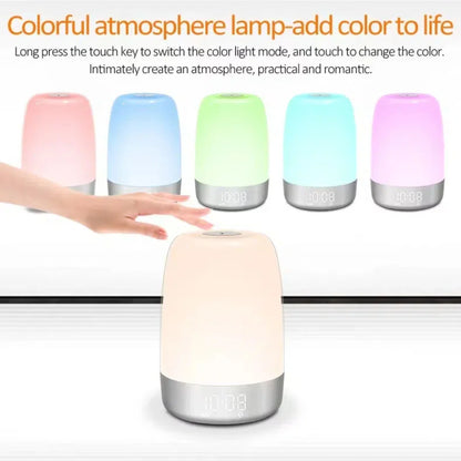 Sunrise Alarm Clock, Wake up Light Alarm Clock, 3 Ways Dimmable Modern Small Digital RGB Bedside Lamp for Heavy Sleeper