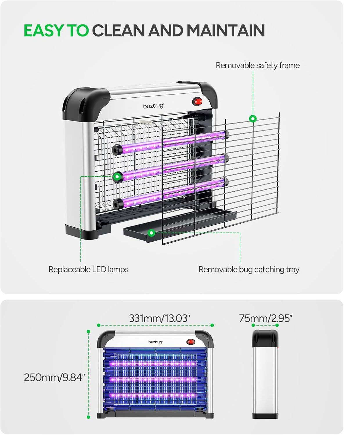 LED Bug Zapper Indoor, 10 Years Lifespan 3 Lamps Sustainable Less Power, 3800V
