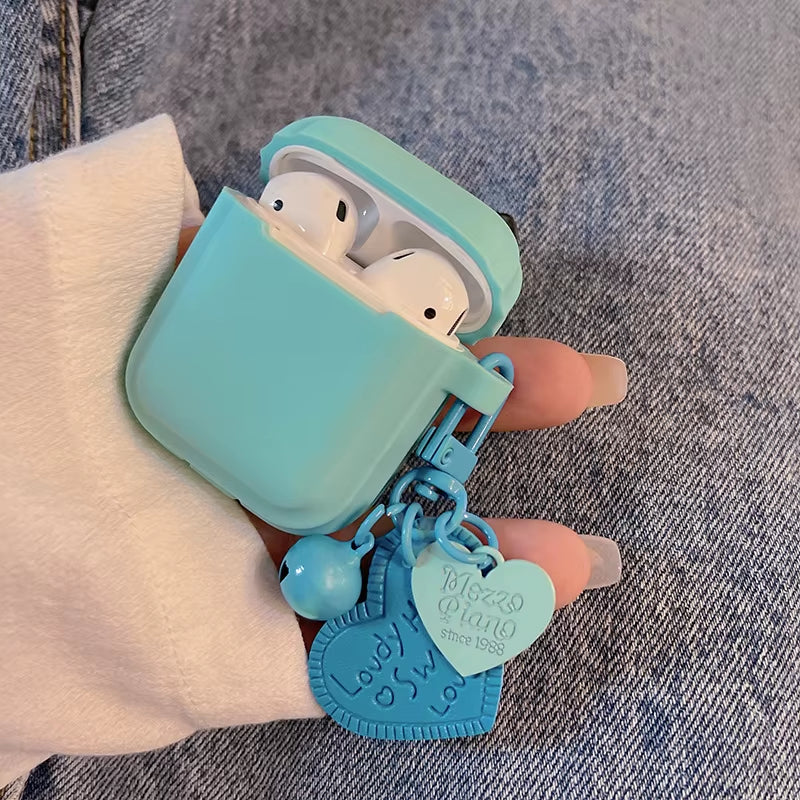 Earphone Case with Heart-Shaped Keychain for Airport Pro 2 2022 2Nd Generation Air Pods 3 2 1 3Rd Gen Cover with Carabiner Clip