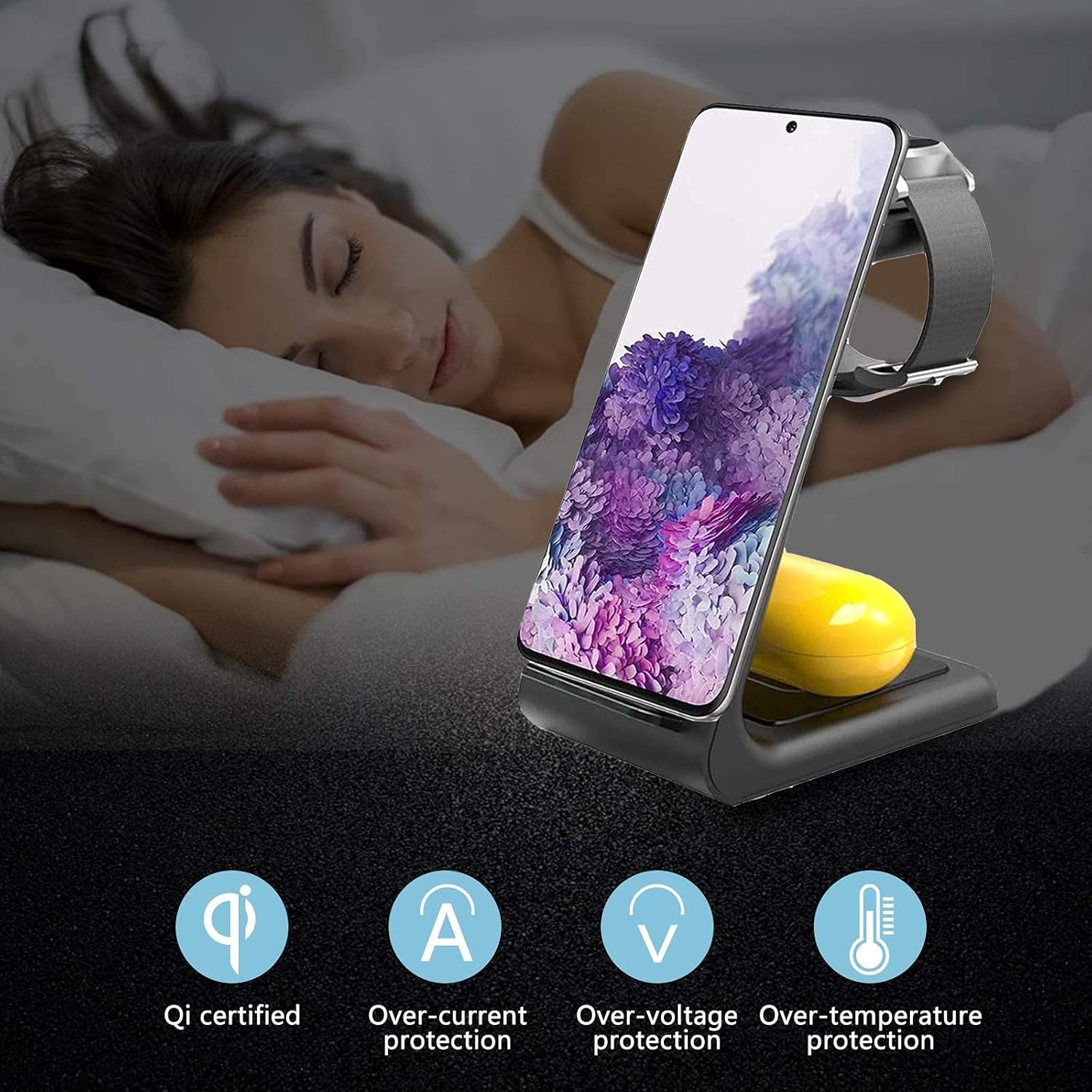 Wireless Charger, 3 in 1 Fast Wireless Charging Station for Samsung Galaxy S21/S20/S10/S9/Plus/Note 20 Ultra/Note 10, Galaxy Watch Active 2, Gear S2/S3