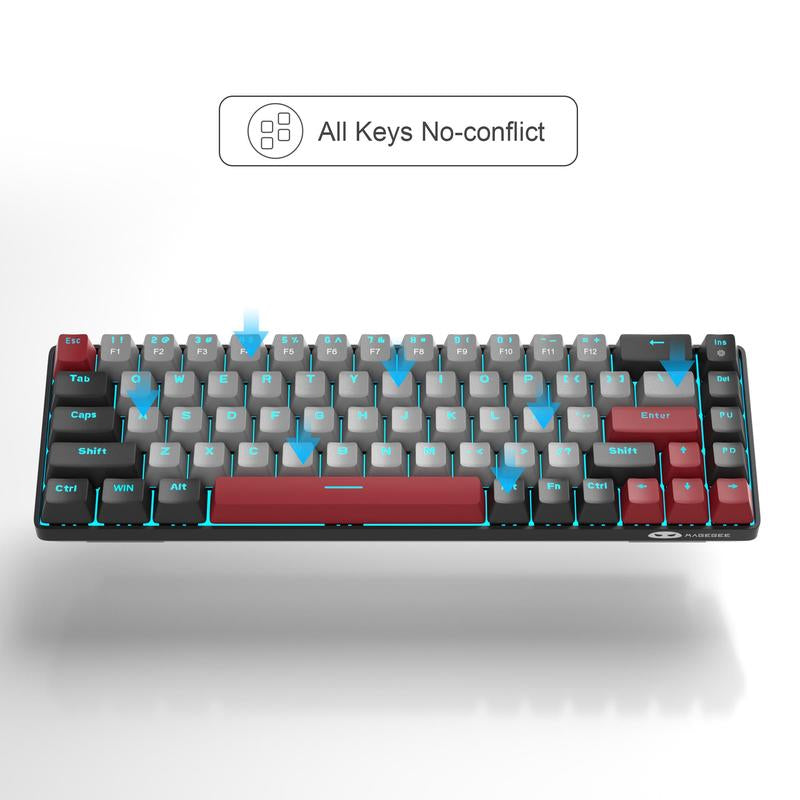 Magegee MK-BOX Portable 60% Mechanical Gaming Keyboard, Compact 68 Keys Mini Keyboard with LED Backlit, Wired Office Keyboard for Laptop PC, Gaming Accessories, Gaming Accessories, Men Gifts