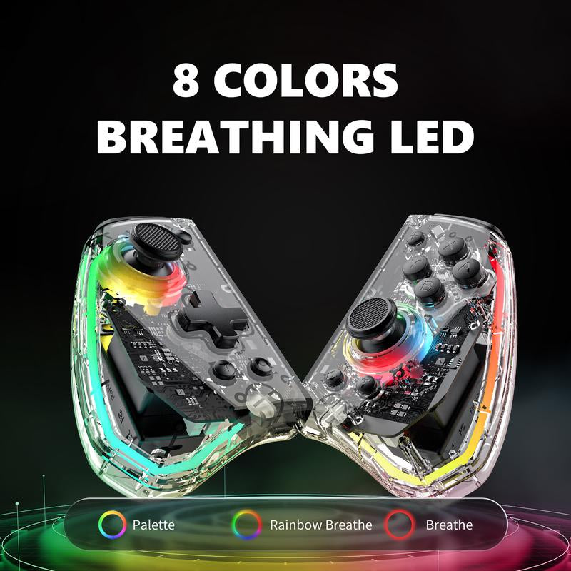 Linyuvo KS40 Joypad Transparent Wireless Six-Axis Joy Controller Gamepad Joy Wireless Gamepad Motion Control for Nintendo Switch Playstation Controller&Christmas Console Smartphone
