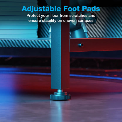 48 Inch Large Office Desk with Storage Shelve, Gaming Table with Power Outletsfor Large Spaces, Black Carbon