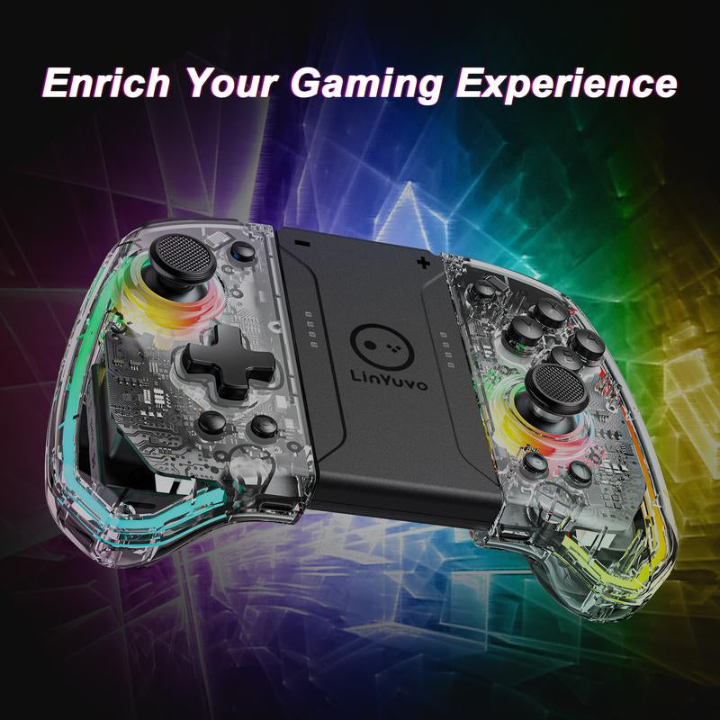 Linyuvo KS40 Joypad Transparent Wireless Six-Axis Joy Controller Gamepad Joy Wireless Gamepad Motion Control for Nintendo Switch Playstation Controller&Christmas Console Smartphone