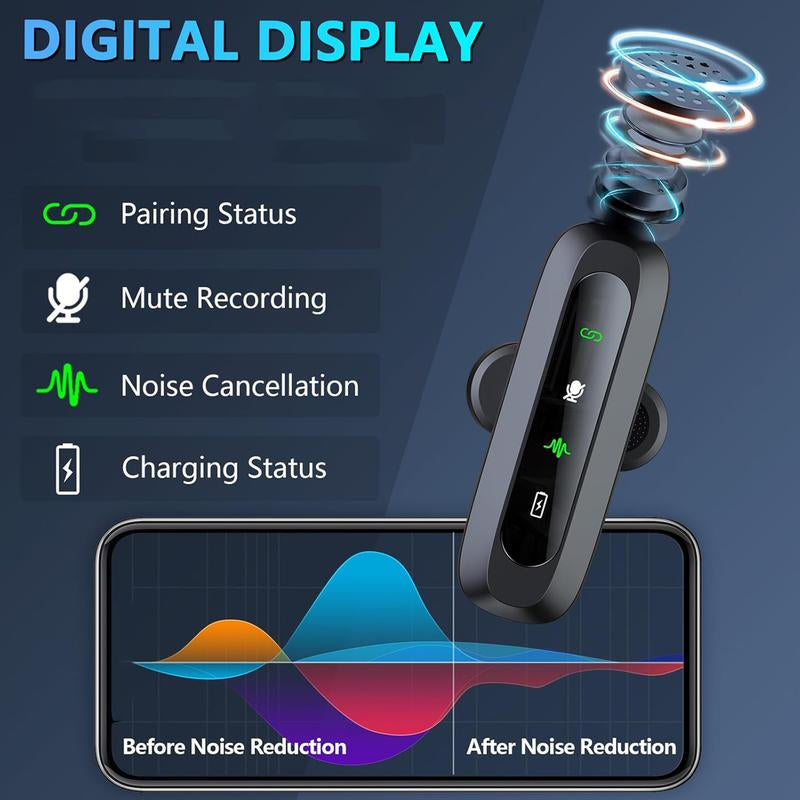 HITOZON Wireless Lavalier Microphone for iPhone & Android – Plug-and-Play Pro Mic for Clear Audio, Perfect for TikTok, YouTube, Interviews, and More!