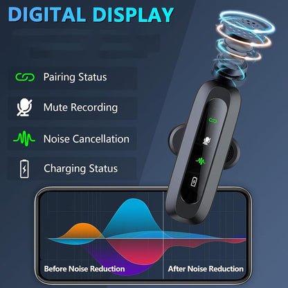 HITOZON Wireless Lavalier Microphone for iPhone & Android – Plug-and-Play Pro Mic for Clear Audio, Perfect for TikTok, YouTube, Interviews, and More!