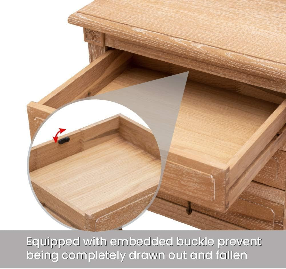 Oak Nightstand with 3 Drawers, Wood Bedside Table Cabinet, Bedroom Furniture with Solid Wood Legs, Large Storage Space, Accent End Table for Home Office (1PC Oak)