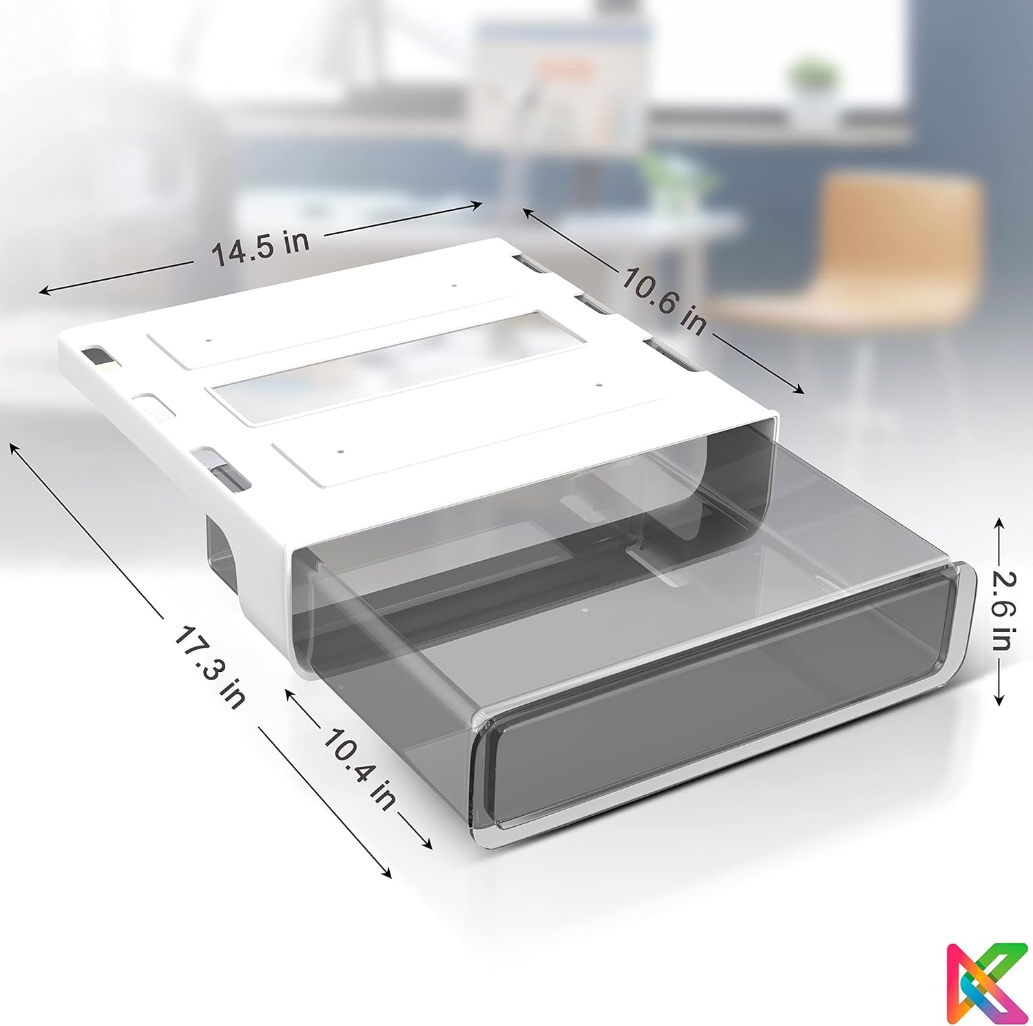 X-Large under Cabinet Drawers Slide Out W/ 2 Cable Clips - Screw on Drawer for Desk, Stick on under Desk Drawers under Shelf Drawer under Desk Storage Drawers Attachment under Table Drawer