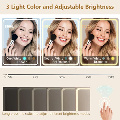 White Vanity Desk with Sliding Mirror & Lights, Vanity Table Makeup Desk with Charging Station 2 Drawers 2 Doors, Lots of Storage Shelves, Large Vanity Set with Cushioned Stool