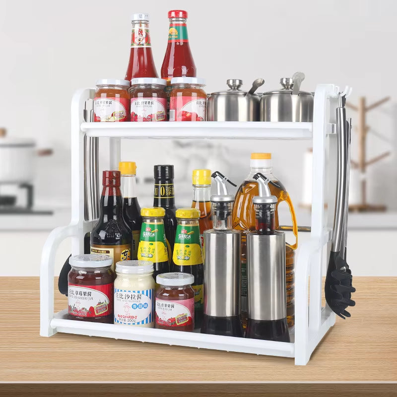 2 Layers Table Plastic Chopsticks Shelf Kitchen Bowl Rack Draining Dish Storage Household Dishes Seasoning Organizer Dish Rack