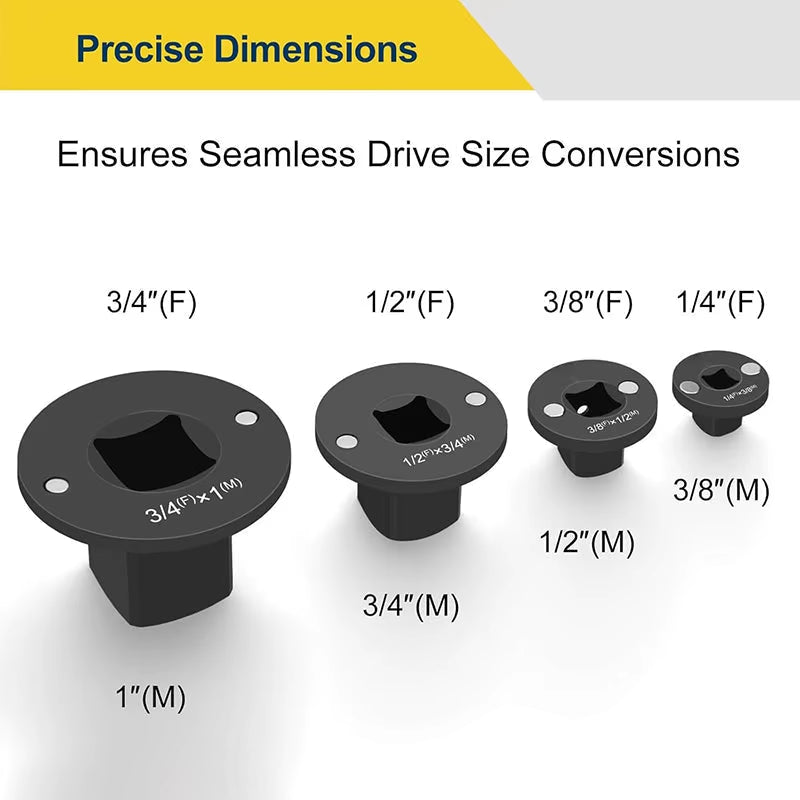 Tools for Confined Spaces Low Profile Impact Socket Adapter Set Drive Ratchet Adapter Set of 4Pcs
