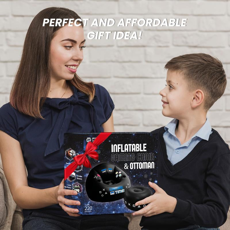 FRANFUSION Inflatable Gaming Chair for Kids & Teens with Cup Holders & Side Pocket up to 220Lbs Capacity Ideal for Gaming Room Decor Bean Bag Couch