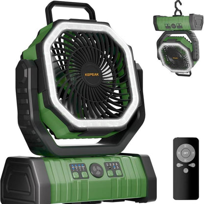 Camping Fan Rechargeable with LED Lantern Portable Fans, 20000Mah Battery Powered Travel Fan with 1-8 Hour Timing Function, 270° Head Rotation, 4 Speeds Settings for Tents, Office, Desk, Camping and Fishing
