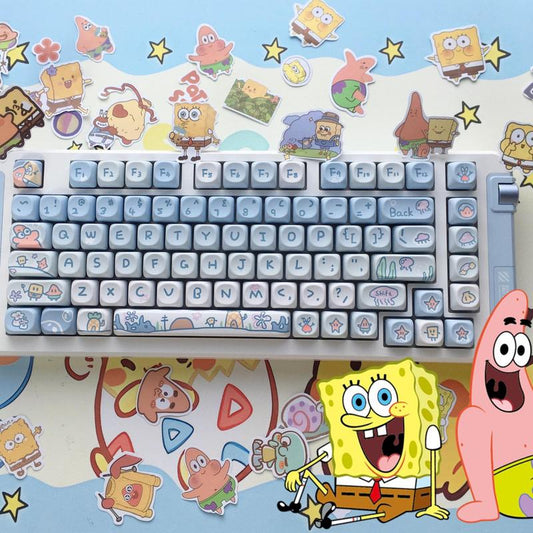 Cute Spongebob Theme Keyboard Keycap, Gaming Room Supplies, Colorful Cartoon Keycap for Keyboards, Gaming Accessories, 131-Key Keycap for Mechanical Keyboard, Gaming Keyboard Accessories