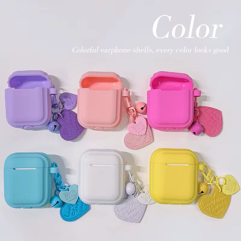 Earphone Case with Heart-Shaped Keychain for Airport Pro 2 2022 2Nd Generation Air Pods 3 2 1 3Rd Gen Cover with Carabiner Clip