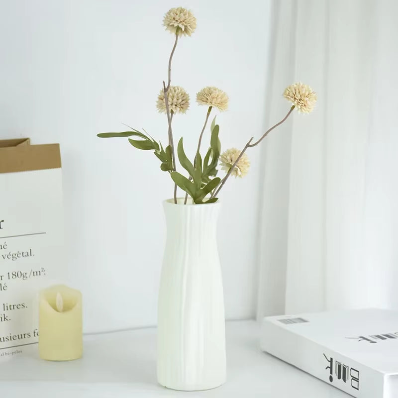1Pc Modern Flower Vase White Plastic Basket Nordic Home Living Room Decoration Ornament Flower Arrangement