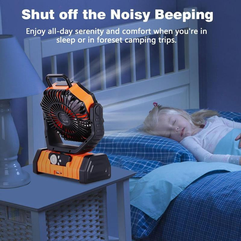 Camping Fan Rechargeable with LED Lantern Portable Fans, 20000Mah Battery Powered Travel Fan with 1-8 Hour Timing Function, 270° Head Rotation, 4 Speeds Settings for Tents, Office, Desk, Camping and Fishing