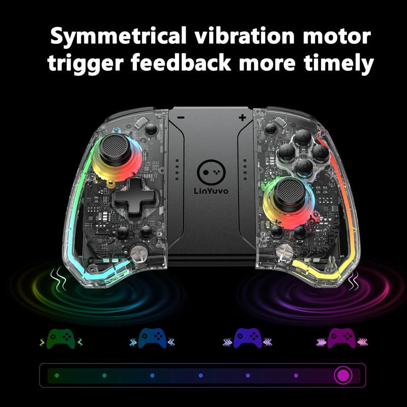 Linyuvo KS40 Joypad Transparent Wireless Six-Axis Joy Controller Gamepad Joy Wireless Gamepad Motion Control for Nintendo Switch Playstation Controller&Christmas Console Smartphone