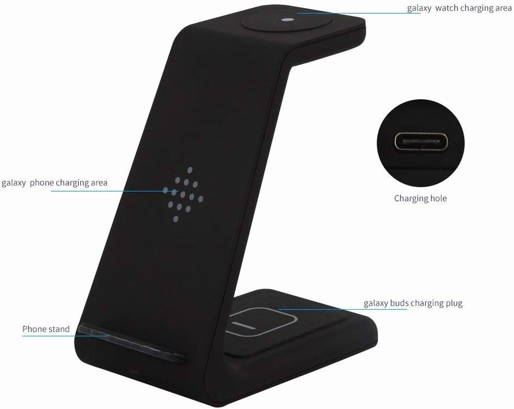 Wireless Charger, 3 in 1 Fast Wireless Charging Station for Samsung Galaxy S21/S20/S10/S9/Plus/Note 20 Ultra/Note 10, Galaxy Watch Active 2, Gear S2/S3