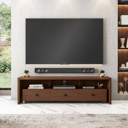 Elegant Modern TV Stand for Tvs up to 75" with Storage, Wood-Like Finish, Hickory Brown RTA-8895-HRY