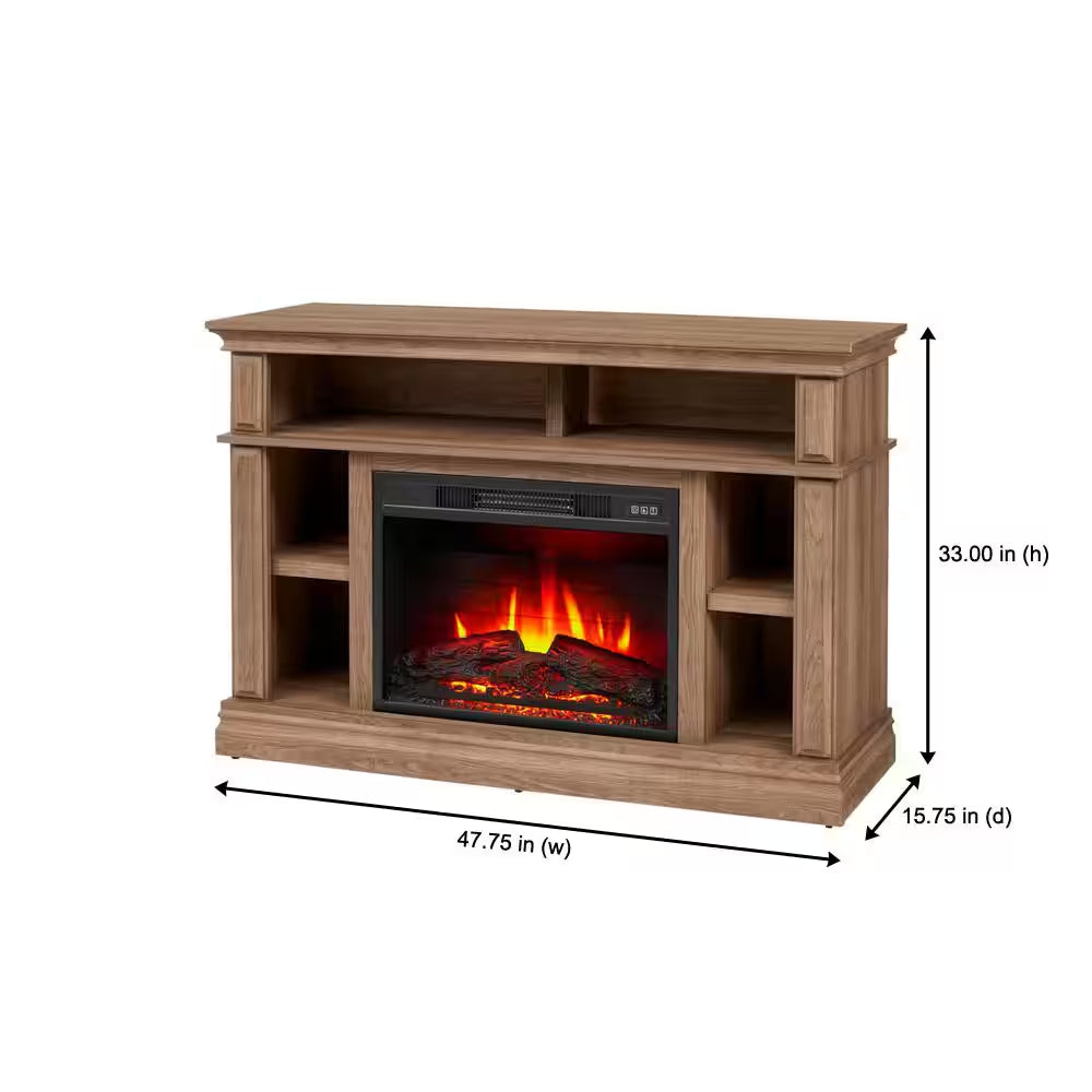 Wolcott 48 In. Media Console Electric Fireplace in Prairie Ash
