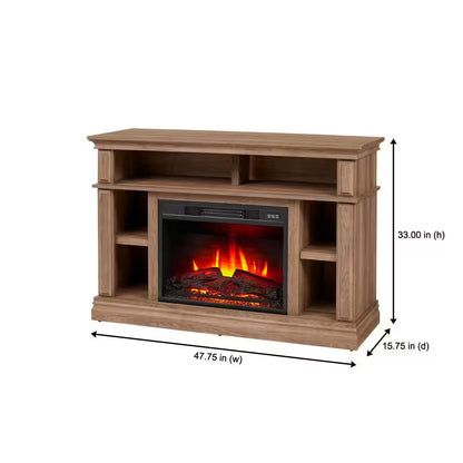 Wolcott 48 In. Media Console Electric Fireplace in Prairie Ash