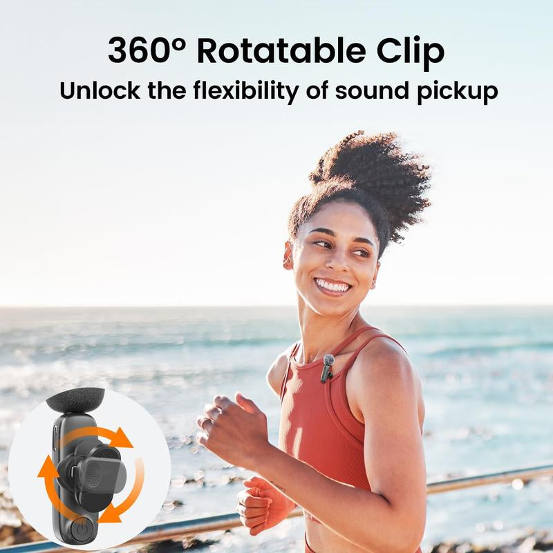 HITOZON Wireless Lavalier Microphone for iPhone & Android – Plug-and-Play Pro Mic for Clear Audio, Perfect for TikTok, YouTube, Interviews, and More!