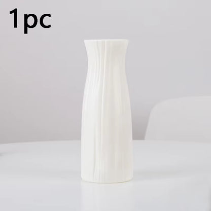 1Pc Modern Flower Vase White Plastic Basket Nordic Home Living Room Decoration Ornament Flower Arrangement