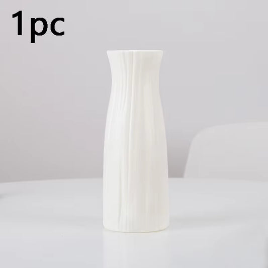 1Pc Modern Flower Vase White Plastic Basket Nordic Home Living Room Decoration Ornament Flower Arrangement
